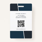 Modern Dark Teal Professional Employee Photo ID Badge (Achterkant)