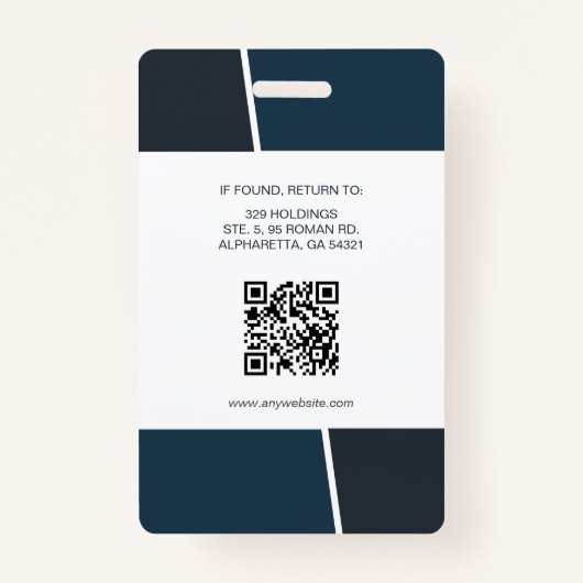 Modern Dark Teal Professional Employee Photo ID Badge (Achterkant)