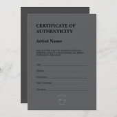 Modern Dark Theme Certificate of Authenticity Bedankkaart (Voorkant / Achterkant)