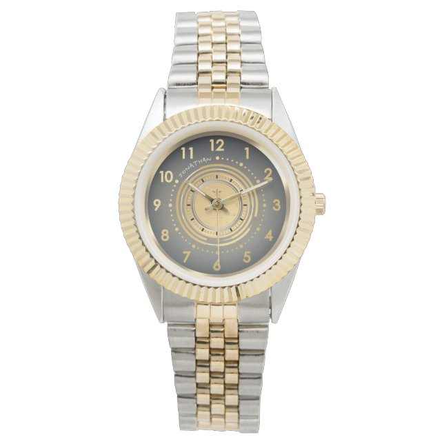 Modern Dark theme Two-Tone Classic Watch Custom Horloge (Voorkant)