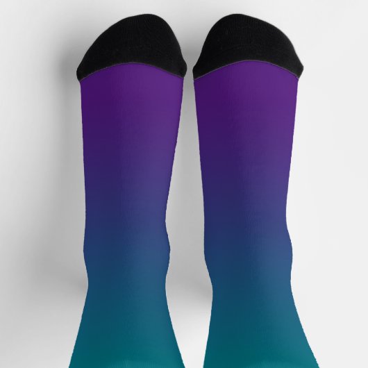 Modern Dark Turquoise Royal Paarse Gradient Sokken (Top)