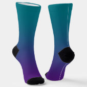 Modern Dark Turquoise Royal Paarse Gradient Sokken (Gebogen)