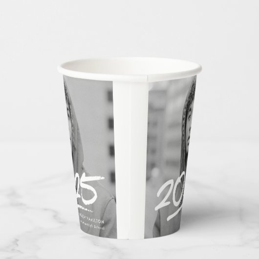 Modern Dashed 2025 Foto Afstuderen Papieren Bekers (Rechts)