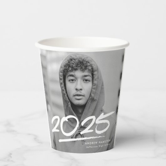 Modern Dashed 2025 Foto Afstuderen Papieren Bekers (Voorkant)