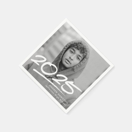 Modern Dashed 2025 foto Afstuderen servetten (Hoek)