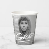 Modern Dashed Afstudeerder Foto Afstuderen Papieren Bekers (Achterkant)