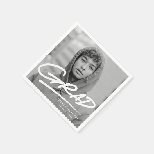 Modern Dashed Afstudeerder Foto Afstuderen Servet (Hoek)