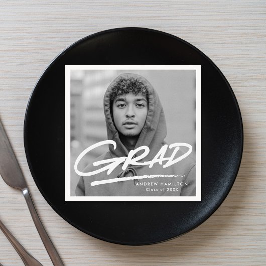 Modern Dashed Afstudeerder Foto Afstuderen Servet