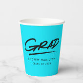 Modern Dashed Afstudeerder Turquoise Afstuderen Papieren Bekers (Achterkant)