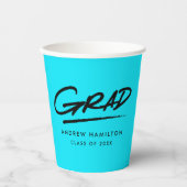 Modern Dashed Afstudeerder Turquoise Afstuderen Papieren Bekers (Voorkant)