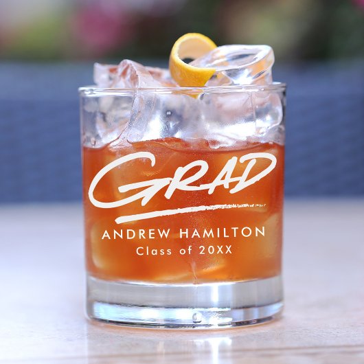 Modern Dashed Afstudeerder Wit Typografie Afstuder Whisky Glas