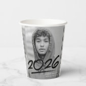 Modern Dashed Black 2025 Foto Afstuderen Papieren Bekers (Achterkant)