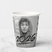 Modern Dashed Black 2025 Foto Afstuderen Papieren Bekers (Voorkant)
