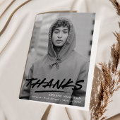 Modern Dashed Black Photo Afstuderen Bedankkaart