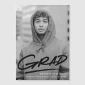 Modern Dashed Black Photo Afstuderen Magnetische Uitnodiging (Voorkant)