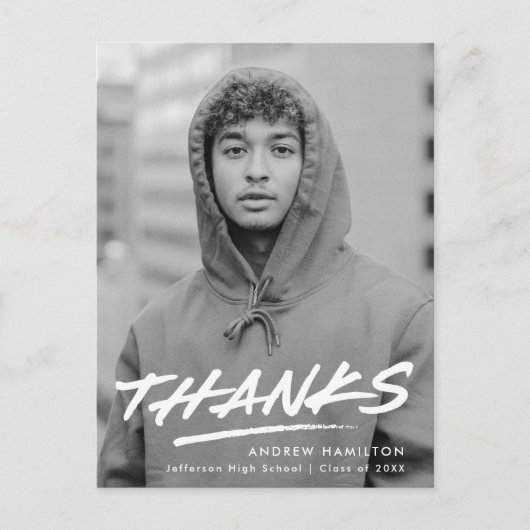 Modern Dashed Foto Afstuderen Bedankt Briefkaart (Voorkant)