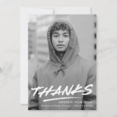 Modern Dashed Photo Afstuderen Bedankkaart (Voorkant)