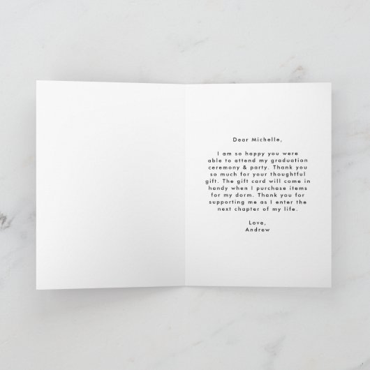 Modern Dashed Photo Afstuderen Bedankkaart (Binnen)