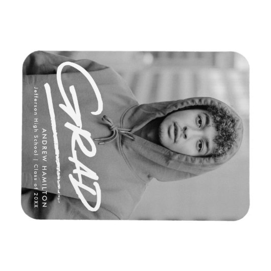 Modern Dashed Photo Afstuderen Magneet (Horizontaal)