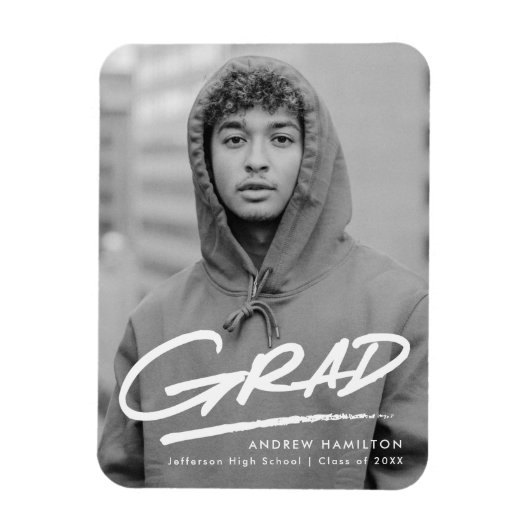 Modern Dashed Photo Afstuderen Magneet (Verticaal)