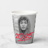 Modern Dashed Red 2025 Foto Afstuderen Papieren Bekers (Achterkant)