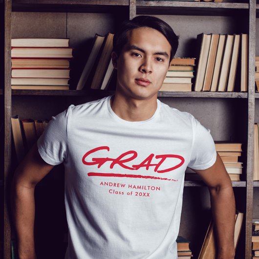 Modern Dashed Red Afstudeerder gepersonaliseerd Af T-shirt