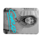 Modern Dashed Turquoise Foto Afstuderen Magneet (Horizontaal)