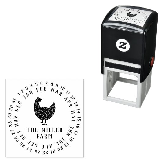 Modern Date & Chicken Boerderij Name Personalized Zelfinktende Stempel (In situ)