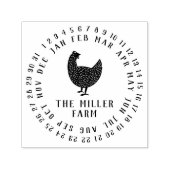 Modern Date & Chicken Boerderij Name Personalized  Zelfinktende Stempel (Design)