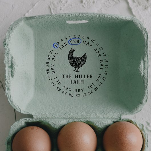 Modern Date & Chicken Boerderij Name Personalized  Zelfinktende Stempel