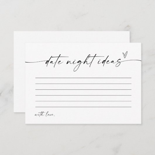 Modern Date Night Ideeën Kaart, minimalistische br Kaart (Voorkant / Achterkant)