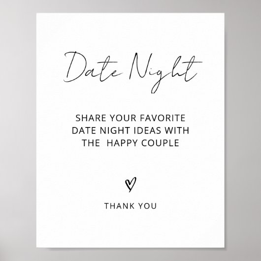 Modern Date Night Ideeën Minimalistisch Vrijgezell Poster (Voorkant)