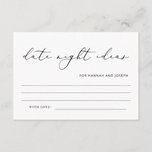 Modern Date Night Ideeën Vrijgezellenfeest Game Ka Informatiekaartje (Voorkant)