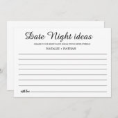 Modern Date Night Kaart Vrijgezellenfeest Spel tek (Voorkant / Achterkant)