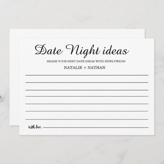 Modern Date Night Kaart Vrijgezellenfeest Spel tek (Voorkant / Achterkant)