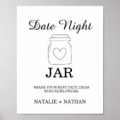 Modern Date Night Kaart Vrijgezellenfeest Spel tek Poster (Voorkant)