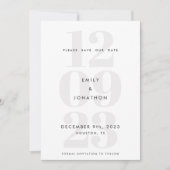 Modern Date Number Typografie Gray Save The Date (Voorkant)