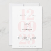 Modern Date Number Typography Dusty Pink Save The Date (Voorkant)