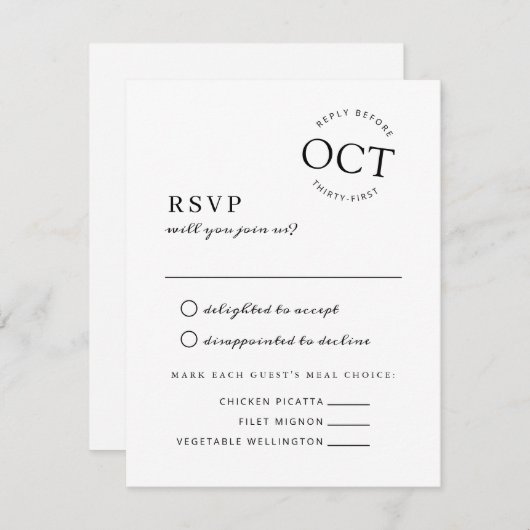 Modern Date Seal Deep Black and White Wedding RSVP Save The Date (Voorkant / Achterkant)