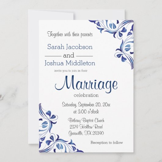 Modern Day Blue Sapphire Floral Kaart (Voorkant)