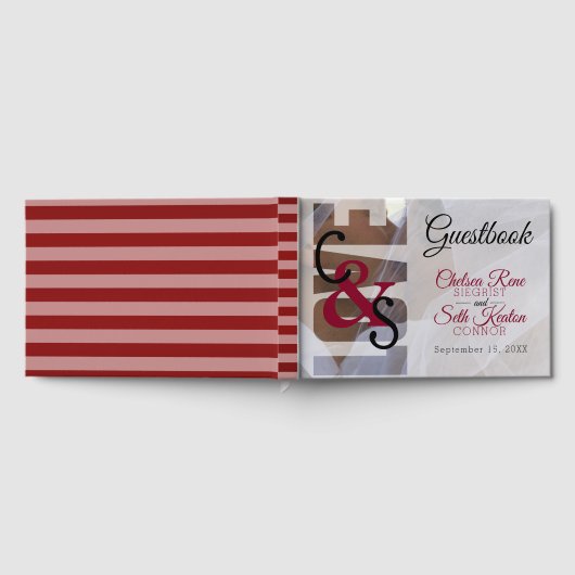 Modern Day Love - Red Maroon Wedding Guestbook Gastenboek (Volledig)