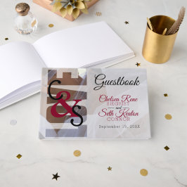 Modern Day Love - Red Maroon Wedding Guestbook Gastenboek