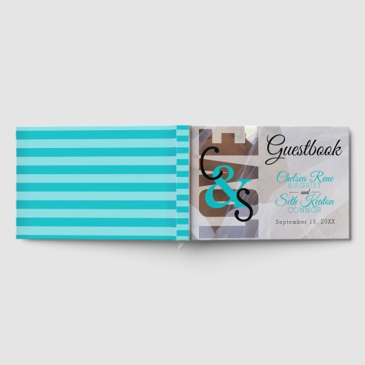 Modern Day Love - Turquoise bruiloft gastenboek (Volledig)