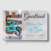 Modern Day Love - Turquoise bruiloft gastenboek (Voorkant)