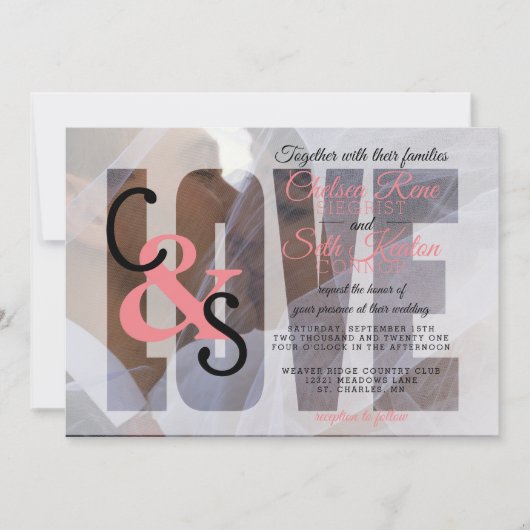 Modern Day Love Wedding - Coral Kaart (Voorkant)