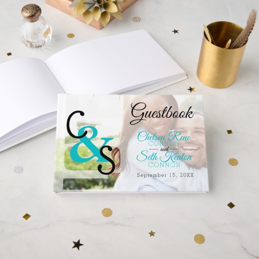 Modern Day Wedding - Turquoise Gastenboek (Voorkant open)