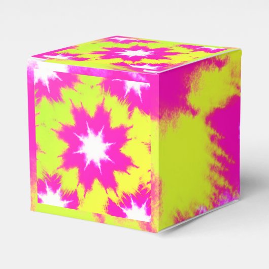 Modern Dazzle Roos Green Yellow Tie Dye Bedankdoosjes (Voorkant Zijde)