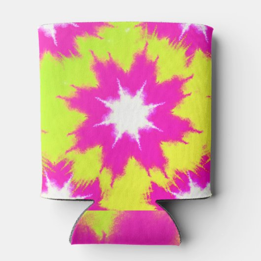 Modern Dazzle Roos Green Yellow Tie Dye Blikjeskoeler (Achterkant)