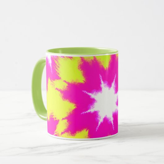 Modern Dazzle Roos Green Yellow Tie Dye Mok (Voorkant links)
