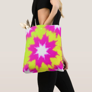 Modern Dazzle Roos Green Yellow Tie Dye Tote Bag